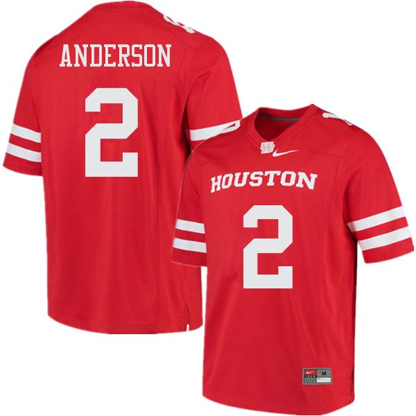 Men #2 Deontay Anderson Houston Cougars College Football Jerseys Sale-Red